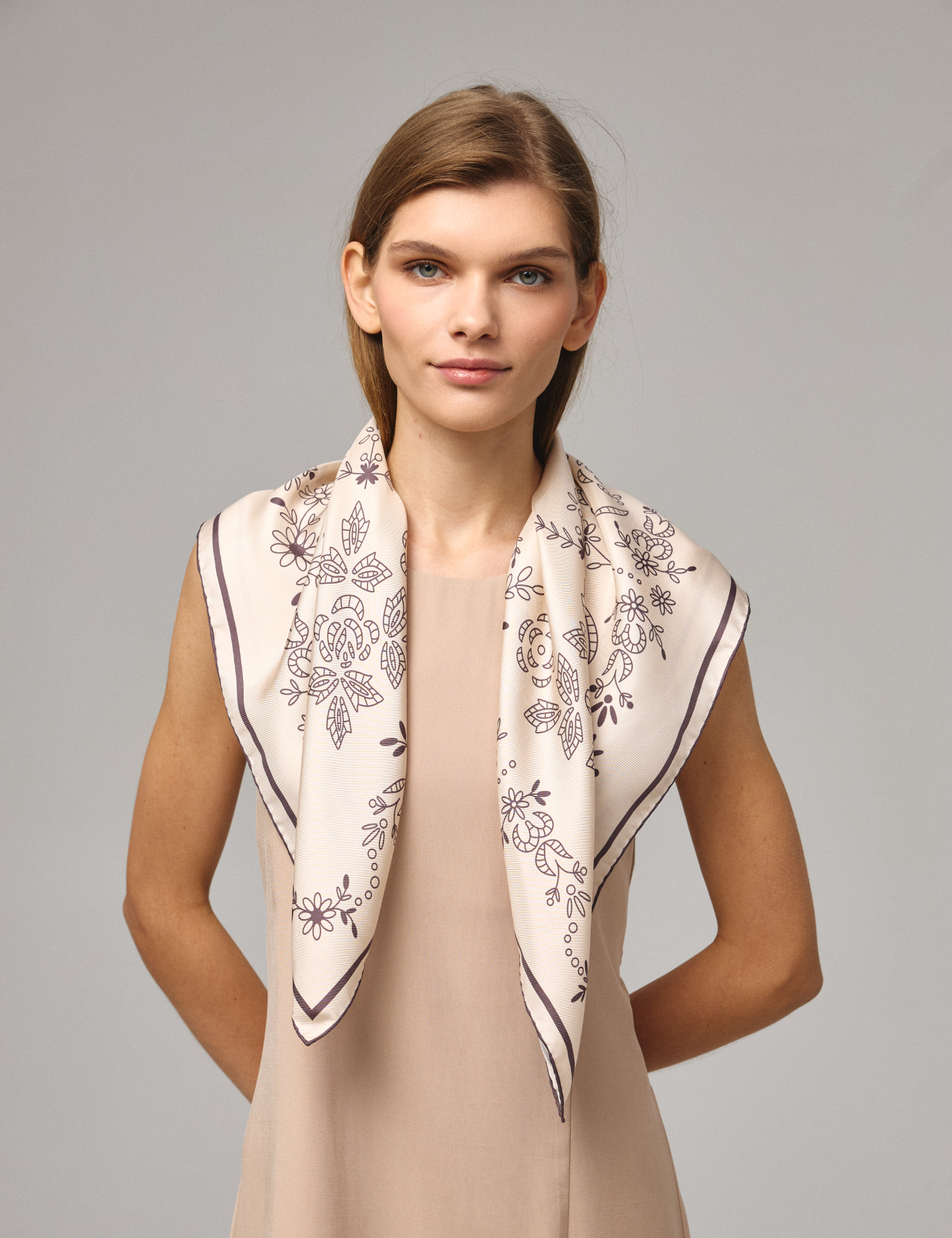 Картинка Шовкова хустина «Мереживо» Ivory 